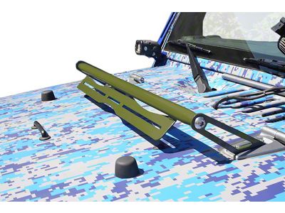 Steinjager LED Light Bar Hood Hinge Mounting Brackets; Locas Green (07-18 Jeep Wrangler JK)