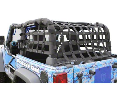 Steinjager Rear Teddy Top Premium Cargo Net; Black (07-18 Jeep Wrangler JK 2-Door)