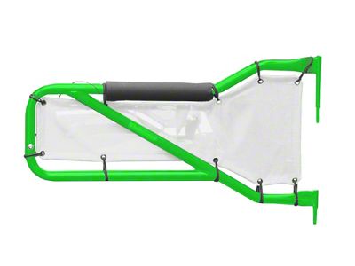 Steinjager Front Tube Doors; Neon Green and White Mesh (07-18 Jeep Wrangler JK)