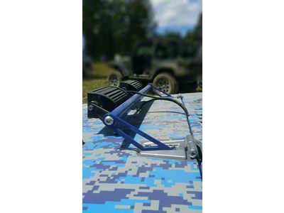 Steinjager Two 8-Inch LED Light Bars with Hood Hinge Mounting Brackets; Playboy Blue (07-18 Jeep Wrangler JK)