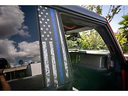 StickerFab Printed Series American Flag Pillar Protection Kit; Thin Blue Line (21-24 Bronco 4-Door)