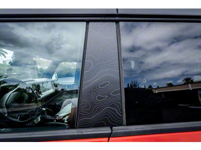 StickerFab Printed Series Topo B Pillar Protection Kit; Cool Gray Lines (21-24 Bronco 4-Door)