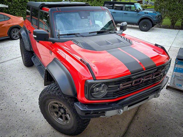 StickerFab Racing Hood Stripes V1; Silver (22-24 Bronco Raptor)