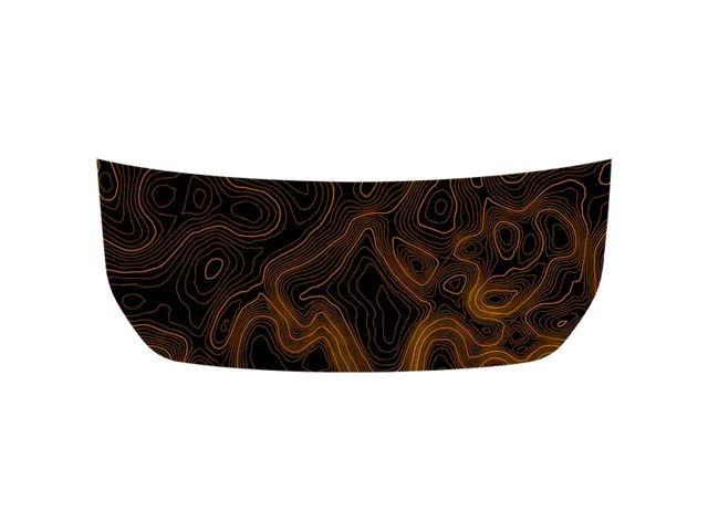 StickerFab Stealth Black Topographic Map Hood Overlay; Badlands Orange (21-24 Bronco, Excluding Raptor)