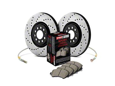 StopTech Sport Axle Drilled 6-Lug Brake Rotor and Pad Kit; Front (03-09 4Runner w/ 13.30-Inch Front Rotors)