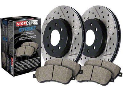 StopTech Sport Axle Drilled 6-Lug Brake Rotor and Pad Kit; Front (03-09 4Runner w/ 12.56-Inch Front Rotors)