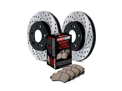 StopTech Sport Axle Drilled and Slotted 6-Lug Brake Rotor and Pad Kit; Front (03-09 4Runner w/ 13.30-Inch Front Rotors)