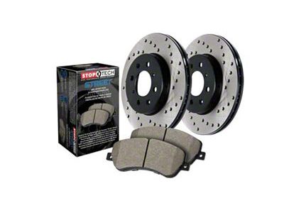 StopTech Street Axle Drilled 6-Lug Brake Rotor and Pad Kit; Front (03-09 4Runner w/ 12.56-Inch Front Rotors)
