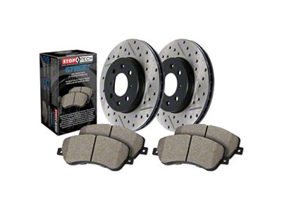 StopTech Street Axle Drilled and Slotted 6-Lug Brake Rotor and Pad Kit; Front (03-09 4Runner w/ 13.30-Inch Front Rotors)