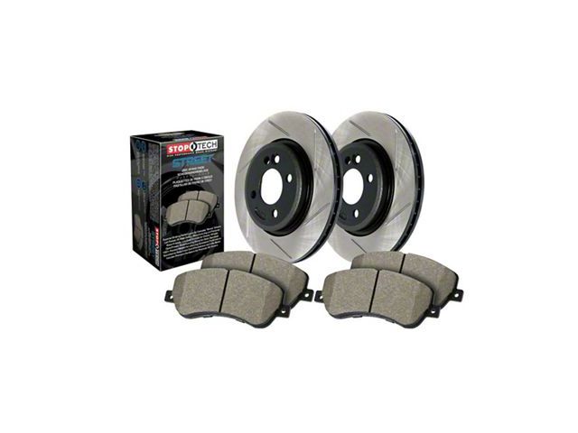 StopTech Street Axle Slotted 6-Lug Brake Rotor and Pad Kit; Front (03-09 4Runner w/ 12.56-Inch Front Rotors)