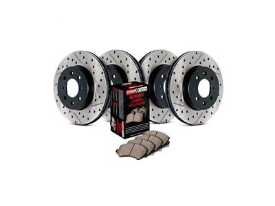 StopTech Sport Axle Slotted and Drilled Brake Rotor and Pad Kit; Front and Rear (06-10 Jeep Grand Cherokee WK SRT8)