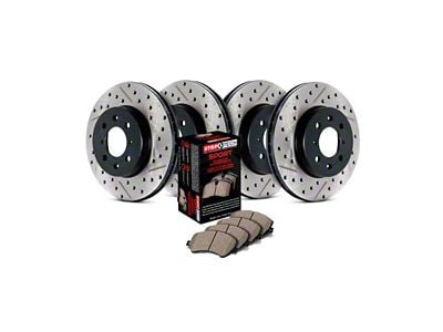 StopTech Sport Axle Slotted and Drilled Brake Rotor and Pad Kit; Front and Rear (12-15 Jeep Grand Cherokee WK2 SRT8)