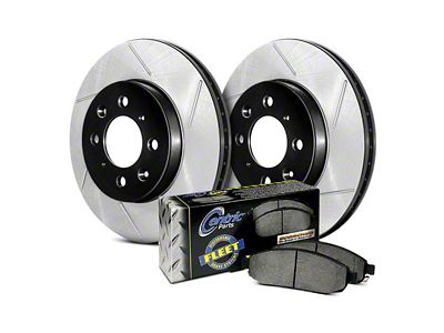 StopTech Truck Axle Slotted Brake Rotor and Pad Kit; Front (11-17 Jeep Grand Cherokee WK2 w/ Solid Rear Rotors, Excluding SRT & SRT8)