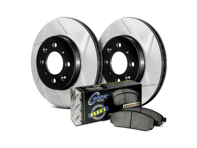 StopTech Truck Axle Slotted Brake Rotor and Pad Kit; Front (05-10 Jeep Grand Cherokee WK, Excluding SRT8)