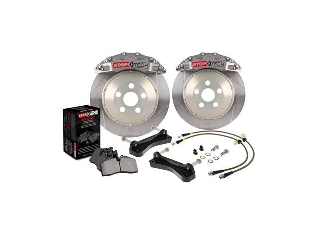 StopTech ST-40 Trophy Sport Drilled Coated 2-Piece Front Big Brake Kit with 332x32mm Coated Rotors; Silver Calipers (05-15 6-Lug Tacoma)