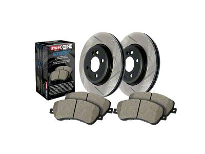 StopTech Street Axle Slotted 5-Lug Brake Rotor and Pad Kit; Front (05-15 Tacoma)