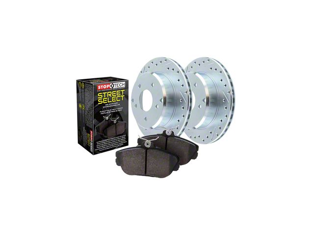 StopTech Sport Axle Drilled and Slotted 5-Lug Brake Rotor and Pad Kit; Rear (07-21 Tundra)