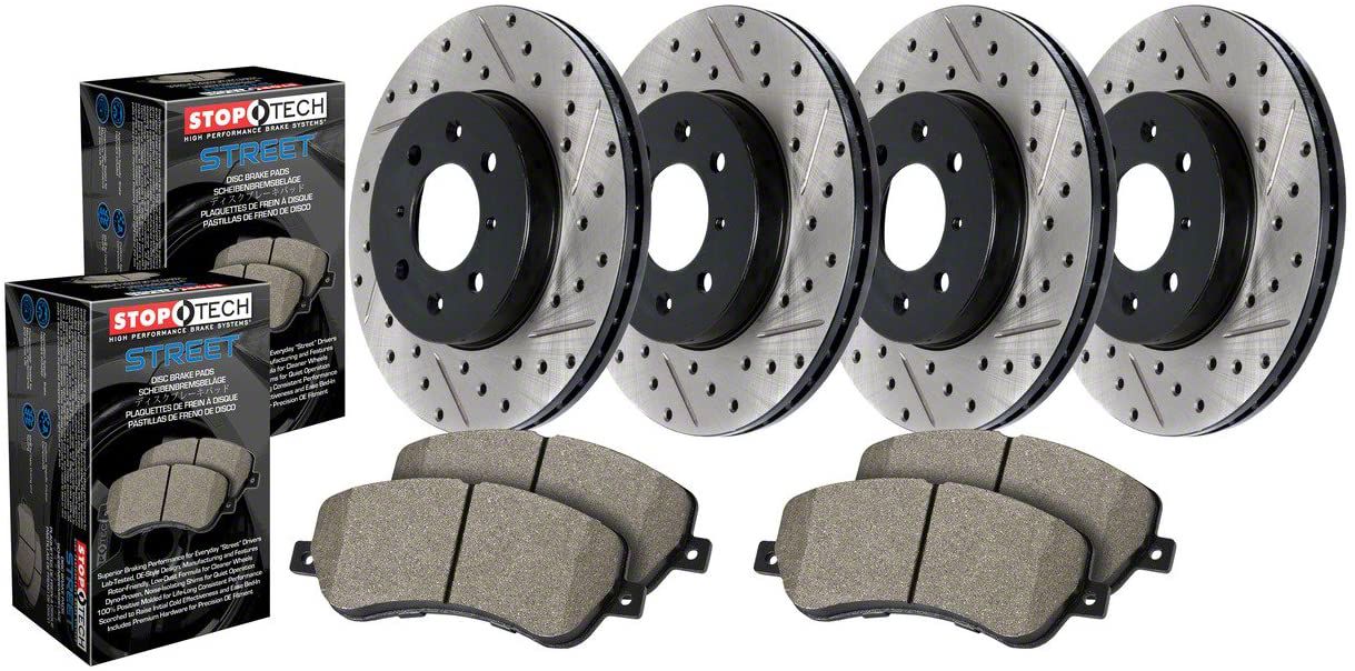 Stoptech Tundra Street Axle Drilled And Slotted Lug Brake Rotor And Pad Kit Front And Rear