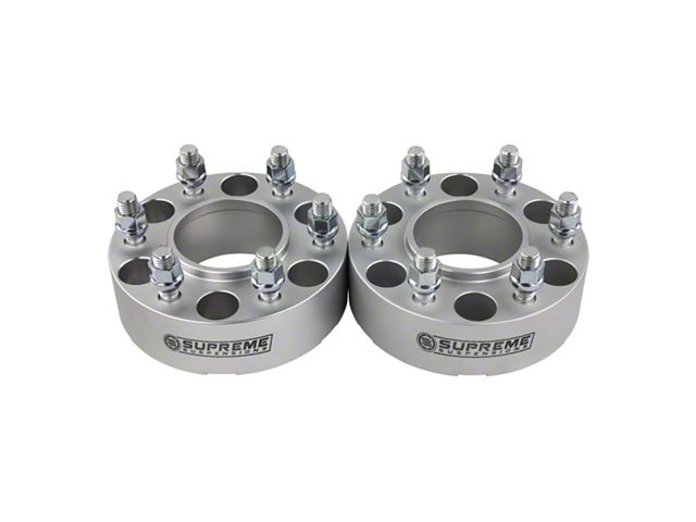 Supreme Suspensions 2-Inch Pro Billet Hub and Wheel Centric Wheel Spacers; Silver; Set of Two (05-15 Tacoma Pre Runner; 05-15 4WD Tacoma; 16-23 Tacoma)