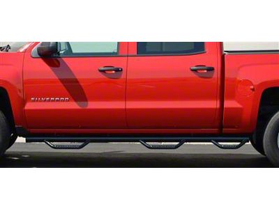 3-Inch Round Wheel to Wheel Nerf Side Step Bars with Bed Step; Black (05-15 Tacoma Double Cab w/ 5-Foot Bed)