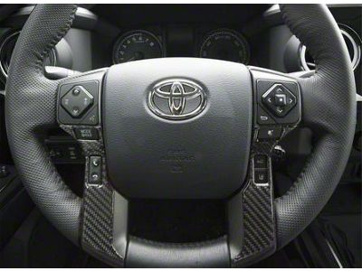 4-Button Steering Wheel Accent Trim; Domed Carbon Fiber (16-23 Tacoma)