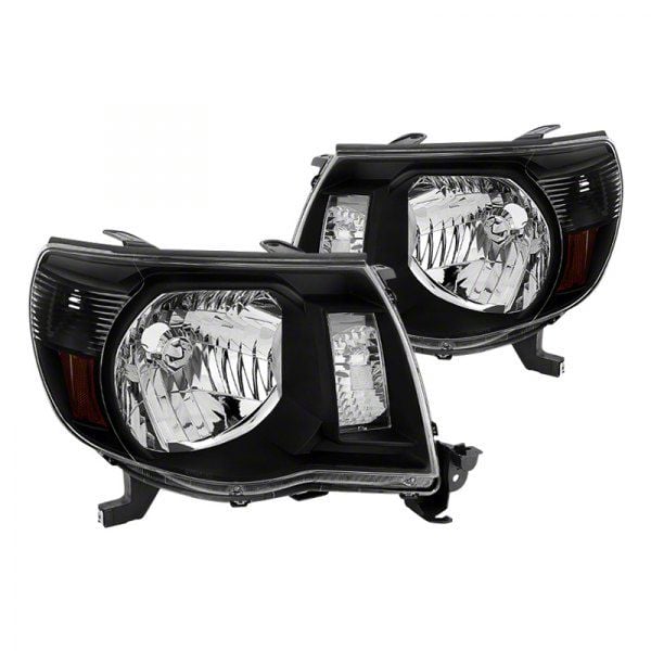 Tacoma Amber Crystal Headlights; Black Housing; Clear Lens (05-11 Tacoma)