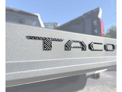 Bed Rail Tailgate Letter Overlays; Forged Carbon Fiber (24-25 Tacoma)