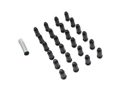 Black ET Truck Spline Lug Nut Kit; 12mm x 1.5; Set of 24 (05-23 Tacoma)