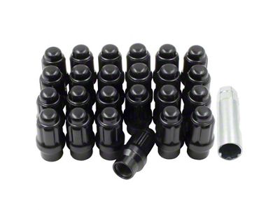 Bulge Black Acorn Lug Nut Kit; 12mm x 1.5; Set of 24 (05-24 Tacoma)