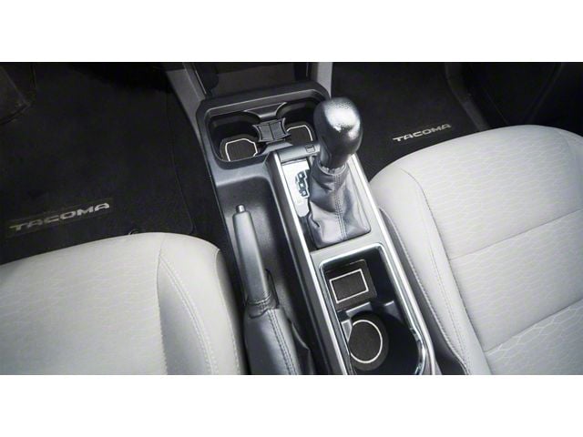 Center Console Cup Holder Inserts; Black/White (16-23 Tacoma w/ Automatic Transmission)