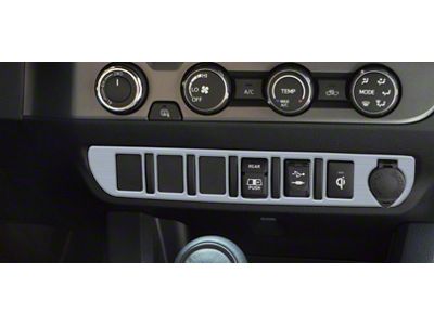 Center Dash 6-Switch Panel Accent Trim; Brushed Silver (16-23 Tacoma)