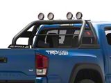 Classic Roll Bar for Tonneau Cover with 5.30-Inch Red Round LED Lights; Black (05-23 Tacoma)