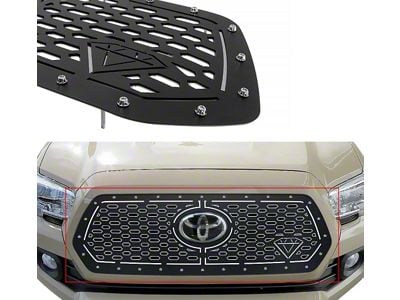 Double Layer Upper Grille Insert; Black (18-19 Tacoma w/ TSS Sensor)