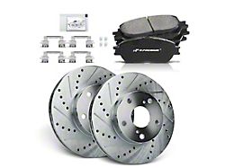 Drilled and Slotted 5-Lug Brake Rotor and Pad Kit; Front (05-15 Tacoma)