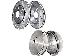 Drilled and Slotted 5-Lug Brake Rotors and Drums; Front and Rear (05-15 5-Lug Tacoma)