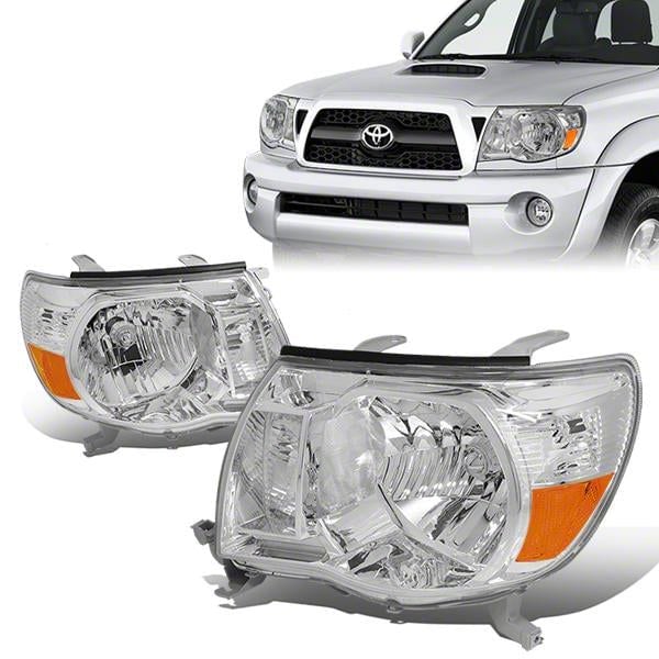 Tacoma Factory Style Headlights with Amber Corners; Chrome Housing ...