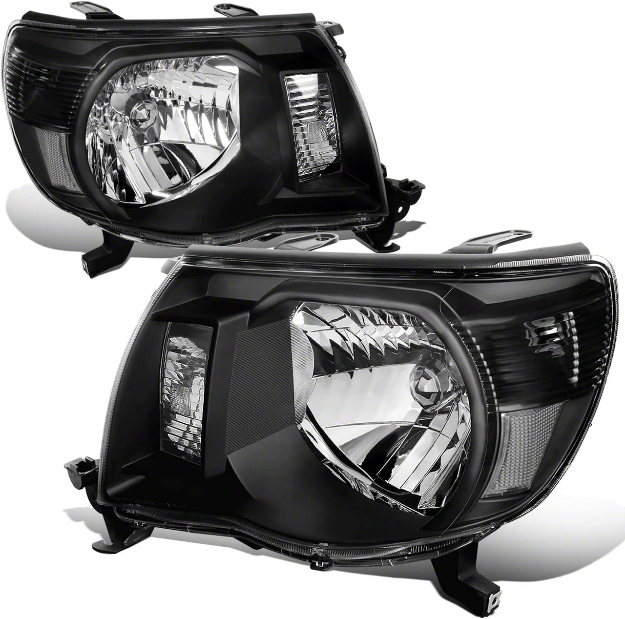 Tacoma Factory Style Headlights with Clear Corners; Chrome Housing ...