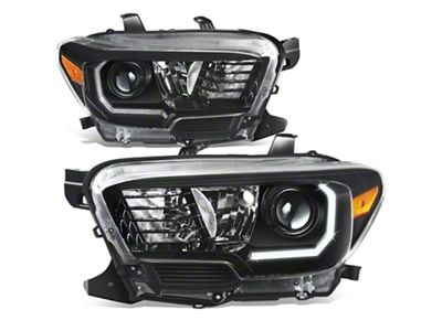 Factory Style LED DRL Projector Headlights; Black Housing; Clear Lens (16-23 Tacoma)