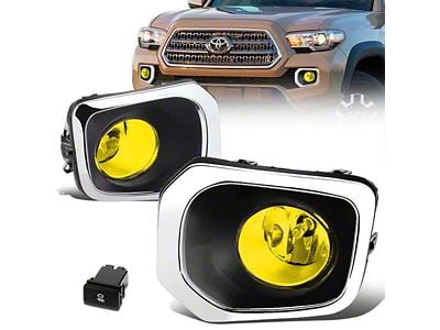 Fog Lights with Switch and Chrome Bezels; Amber (16-23 Tacoma)