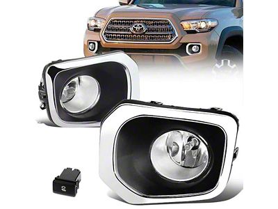 Fog Lights with Switch and Chrome Bezels; Clear (16-23 Tacoma)