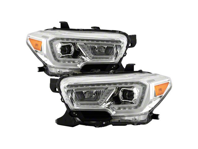 Full LED DRL Projector Headlights; Chrome Housing; Clear Lens (16-22 Tacoma TRD)