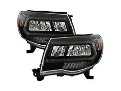 Full LED Headlights with LED Light Bar; Black Housing; Clear Lens (05-11 Tacoma)