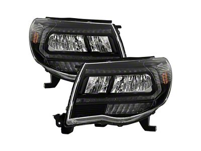 Full LED Headlights with LED Light Bar; Black Housing; Clear Lens (05-11 Tacoma)