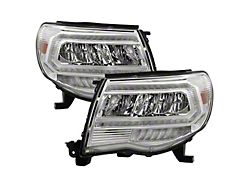 Full LED Headlights with LED Light Bar; Chrome Housing; Clear Lens (05-11 Tacoma)