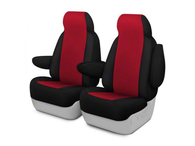 Genuine Neoprene Custom 1st Row Bucket Seat Covers; Red/Black (16-23 Tacoma)