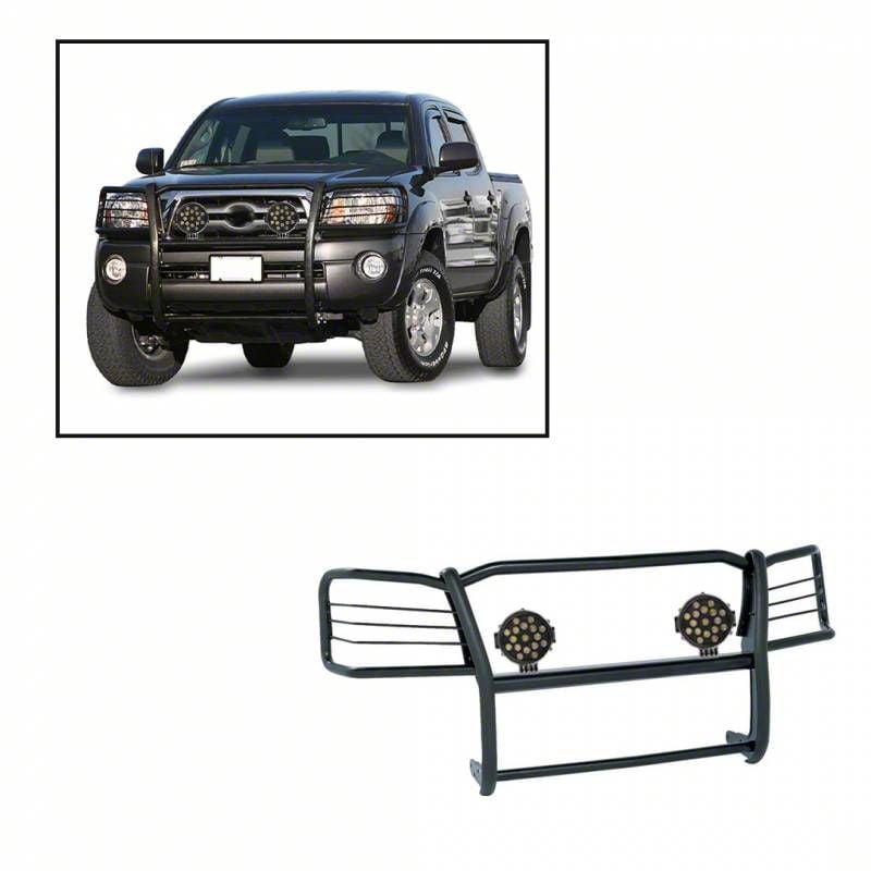 Tacoma Grille Guard with 7-Inch Black Round LED Lights; Black (05-15 ...