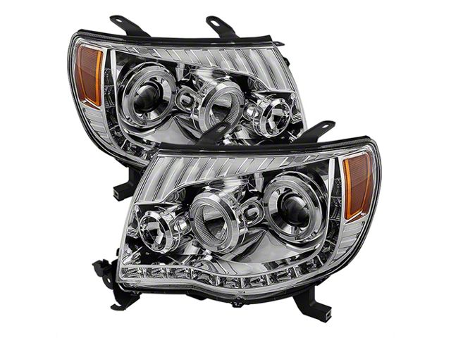 Halo Projector Headlights; Chrome Housing; Clear Lens (05-11 Tacoma)