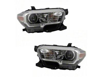 Halogen Headlights; Chrome Housing; Clear Lens (16-23 Tacoma w/ Factory LED DRL)