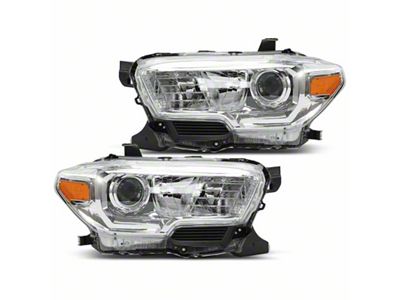 Halogen Headlights; Chrome Housing; Clear Lens (16-18 Tacoma w/o Factory DRL)