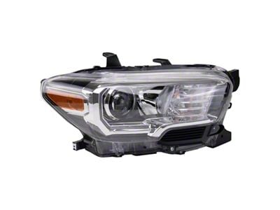 Headlight; Chrome Housing; Clear Lens; Passenger Side (16-23 Tacoma w/ Factory Halogen Headlights & Fog Lights)